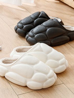 Women's Winter PU Leather Slippers - Non-slip, Comfortable, and Warm for Casual Wear