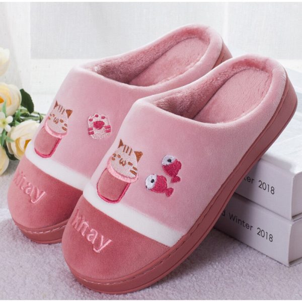 Vanessas Women Home Cute Cat Slippers Cartoon Shoes Non-slip Soft Warm House Slippers