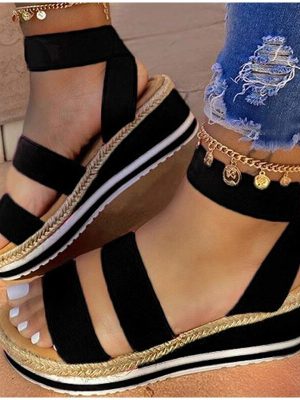 Vanessas Sandals Women Wedges Platform Candy Color Ladies Hemp Shoes