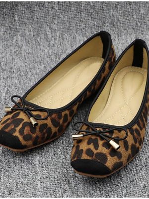 Vanessas Woman Leopard Ballet Women Flat Shoes Slip on Loafers