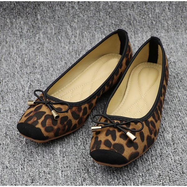 Vanessas Woman Leopard Ballet Women Flat Shoes Slip on Loafers