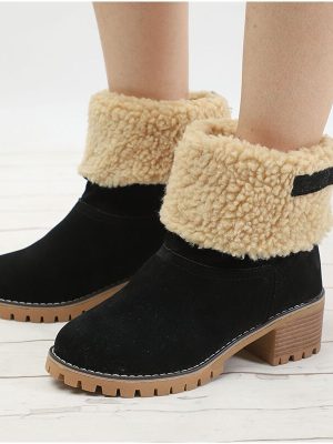 Vanessas Women Winter Fur Warm Snow Boots Ladies Warm Wool Booties Ankle Boot