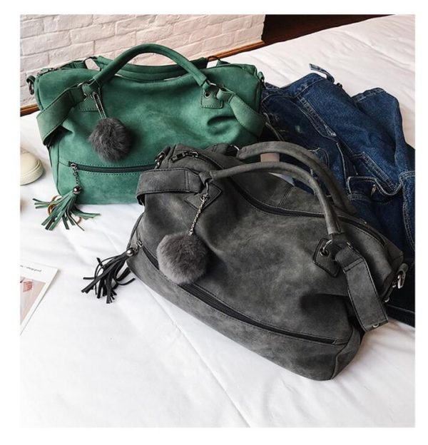 Scrub Shoulder Bags for Women Female Fashion Fur Ball Dames Tassel Lady Vintage Tassel Crossbody Bag