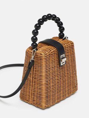 Brand Designer bead hand-woven straw bag women small Tote Bags
