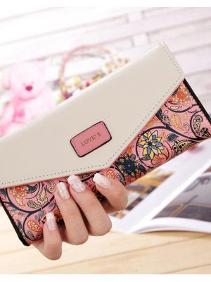 New Fashion Flowers Envelope Women Wallet Hot Sale Long Leather Wallets Popular Change Purse Casual Ladies Cash Purse