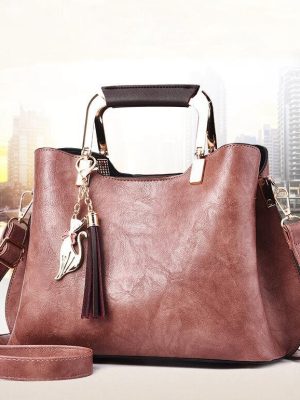 Luxury Quality Women Leather Casual Tote Vintage Tassel Female Shoulder Bag