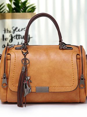 Vanessas Vintage Ladies Leather Handbags Women Tassel Shoulder Bag Female Zipper Woman Bag