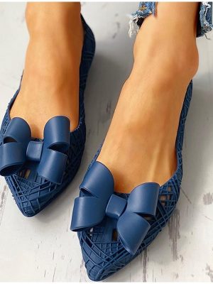 Vanessas Summer Women Jelly Sandals Shoes Woman Bowtie Hollow Out Flats