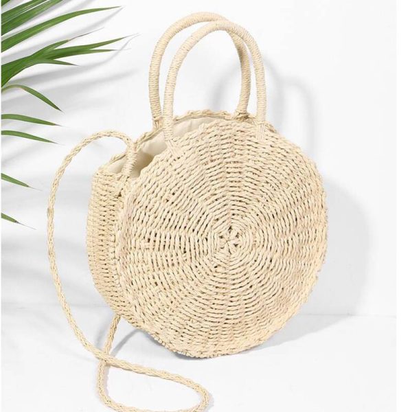 Vanessas Woven Round Handbag Vintage Retro Straw Rope Knitted Messenger Bag