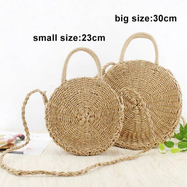 Vanessas Woven Round Handbag Vintage Retro Straw Rope Knitted Messenger Bag