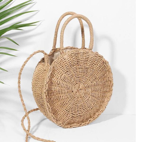 Vanessas Woven Round Handbag Vintage Retro Straw Rope Knitted Messenger Bag