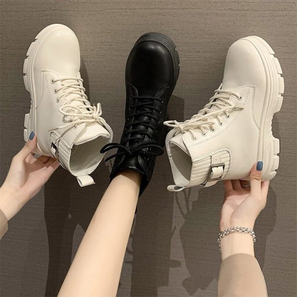 Ladies Winter Ankle Boots PU Leather Warm Stretch Fabric Splicing Female Snow Boots