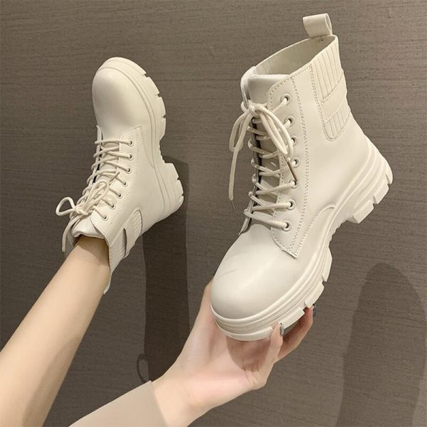 Ladies Winter Ankle Boots PU Leather Warm Stretch Fabric Splicing Female Snow Boots