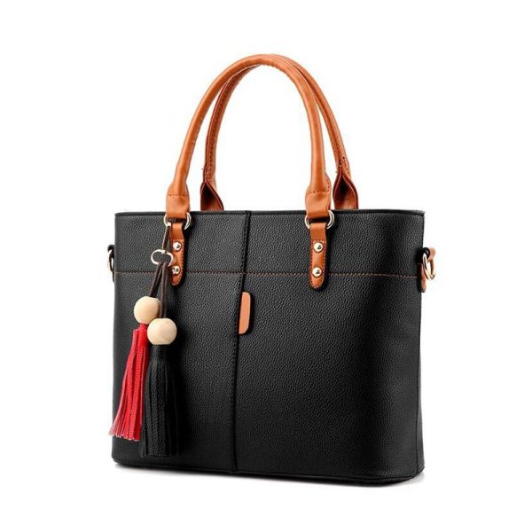 Large Capacity Tassel Tote Bag Women Soft Leather Ladies Handbag