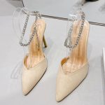Vanessas Rhinestones Chain Women's High Heels - Elegant Wedding Prom Shoes with Crystal Ankle Strap Sandals