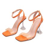 Vanessas Square Toe Transparent High Heels - Elegant Gladiator Sandals for Women's Party Dress
