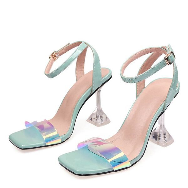 Vanessas Square Toe Transparent High Heels - Elegant Gladiator Sandals for Women's Party Dress