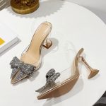 Vanessas Sparkling Crystal Bow Pumps - Pointed Toe High Heels for Women's Wedding & Prom Parties
