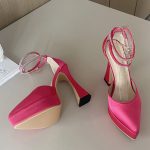 Vanessas Crystal Ankle Strap High Heels for Women - Solid Silk Pointed Toe Party Pumps