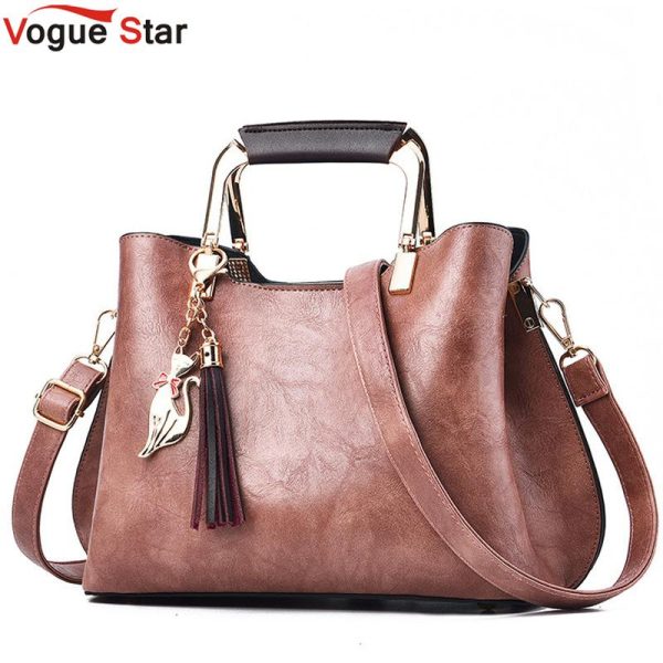 Luxury Quality Women Leather Casual Tote Vintage Tassel Female Shoulder Bag