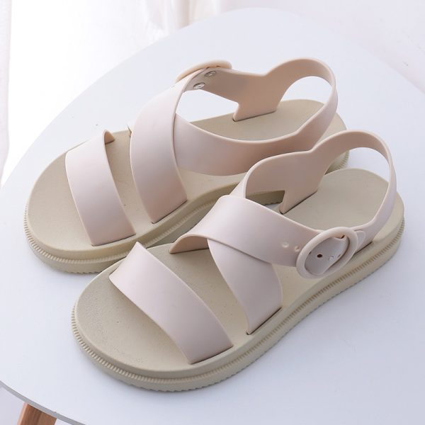 Vanessas Flat Sandals Women Shoes Gladiator Open Toe Buckle Soft Jelly Sandals