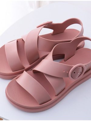 Vanessas Flat Sandals Women Shoes Gladiator Open Toe Buckle Soft Jelly Sandals