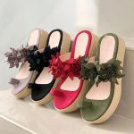 Vanessas Platform Sandals Women Ladies Open Toe Slip On Flower Summer Sandals