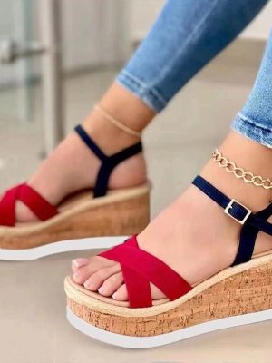 Summer Women's Peep Toe Wedge Sandals by Vanessas - Buckled Strap Gladiator Style Casual Women's Shoes