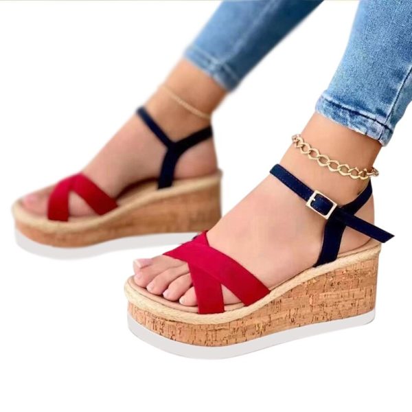Summer Women's Peep Toe Wedge Sandals by Vanessas - Buckled Strap Gladiator Style Casual Women's Shoes