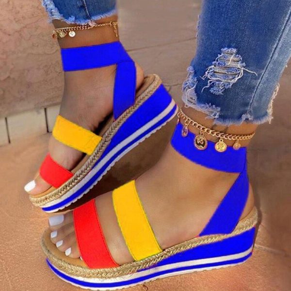 Vanessas Sandals Women Wedges Platform Candy Color Ladies Hemp Shoes
