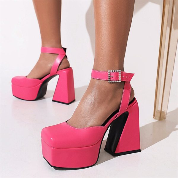 Vanessas Summer Sandals Women Square Toe Platform High Heels