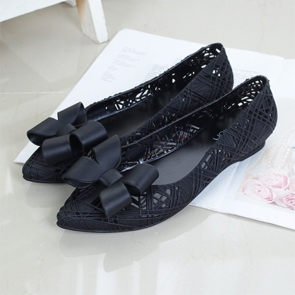 Vanessas Summer Women Jelly Sandals Shoes Woman Bowtie Hollow Out Flats