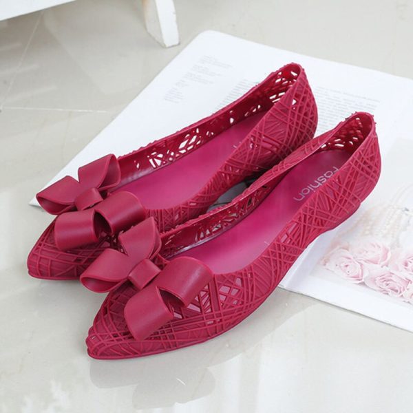 Vanessas Summer Women Jelly Sandals Shoes Woman Bowtie Hollow Out Flats