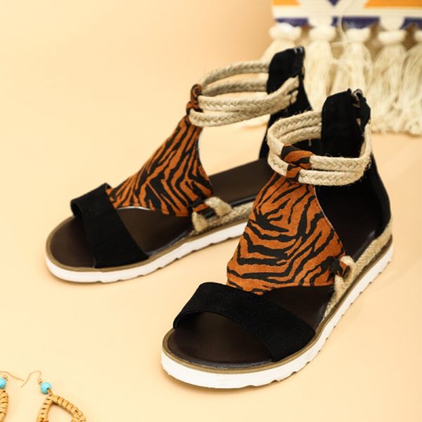 Vanessas Summer Women Sandals Peep Toe Leopard Wedge Platform Sandals