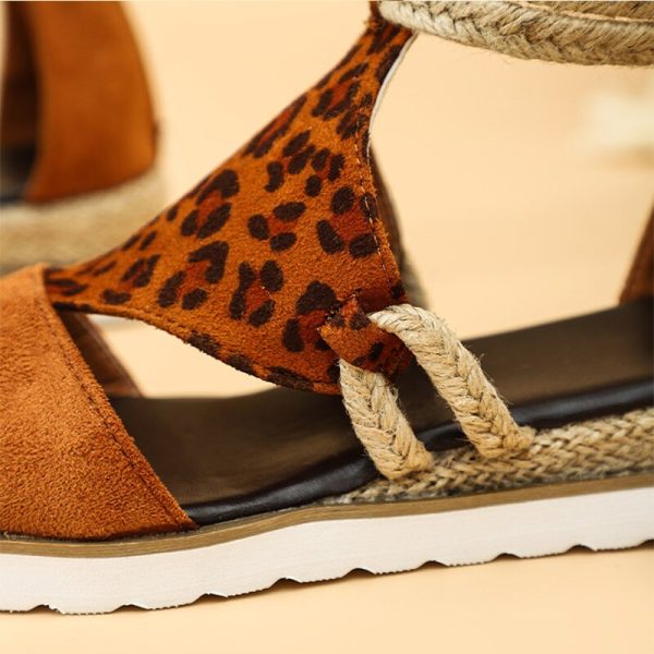 Vanessas Summer Women Sandals Peep Toe Leopard Wedge Platform Sandals