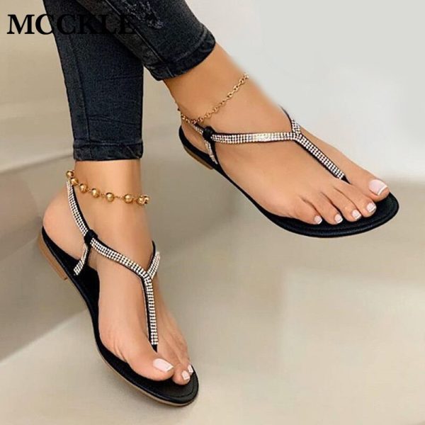 Vanessas Summer Women's Sandals Rhinestone Fat Bottom Female Clip Toe Shoes