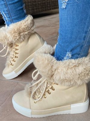 Vanessas Woman Snow Boots Winter Warm Plush Platform Ladies Shoes Waterproof Pu Leather Short Ankle Boots