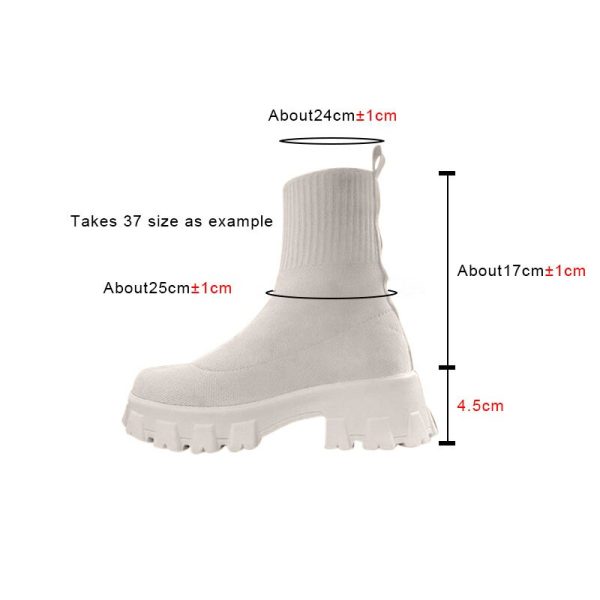 Vanessas Women Boots Knitted Platform Shoes Socks Ankle Boots