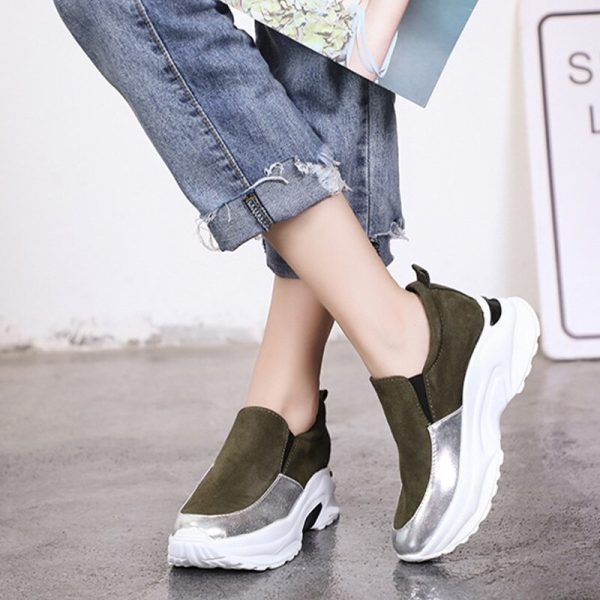 Vanessas Women Fashion Vulcanized Shoes Ladies Zipper sneakers with High Heels