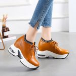 Vanessas Women Fashion Vulcanized Shoes Ladies Zipper sneakers with High Heels