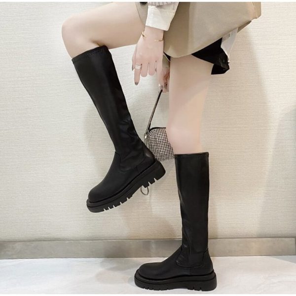 Vanessas Women Over The Knee Boots Pu Leather Autumn Winter Soft Platform Ladies Shoes