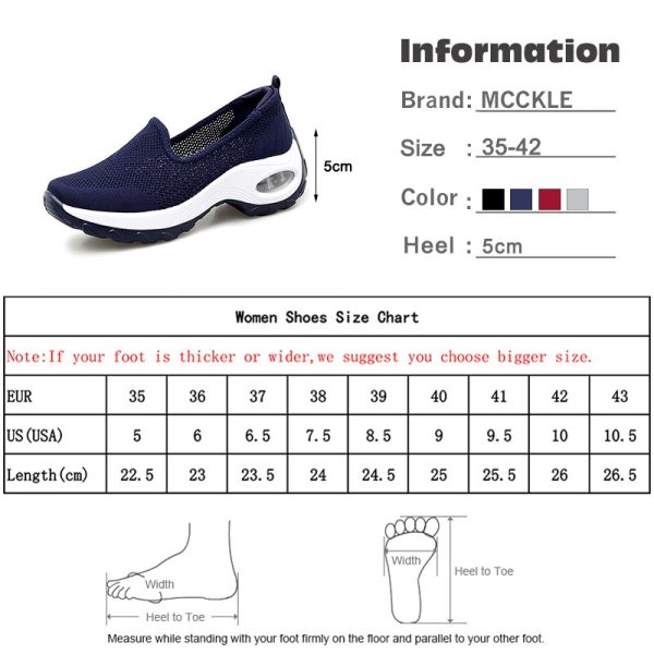 Vanessas Women Sneakers Ladies Slip on Knitting Autumn Walking Shoes