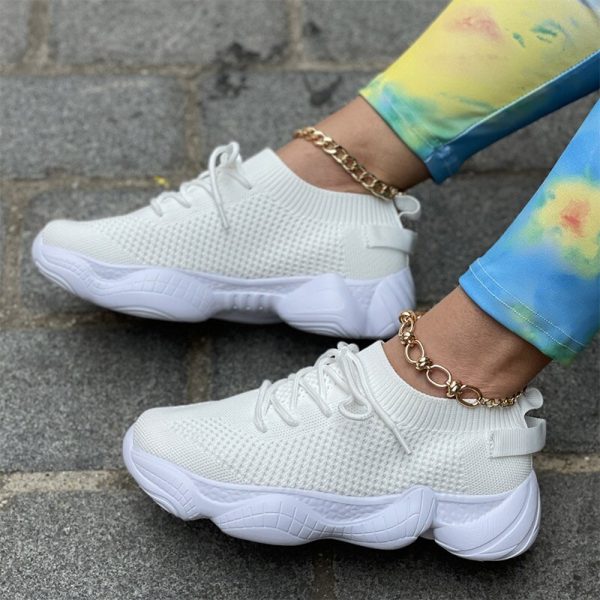 Vanessas Women Sneakers Mesh Breathable Lace-Up Ladies Flat Sports Vulcanised Shoes