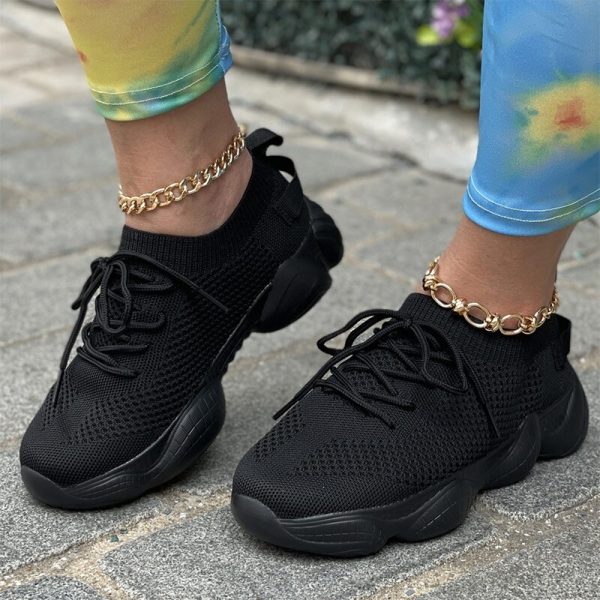 Vanessas Women Sneakers Mesh Breathable Lace-Up Ladies Flat Sports Vulcanised Shoes