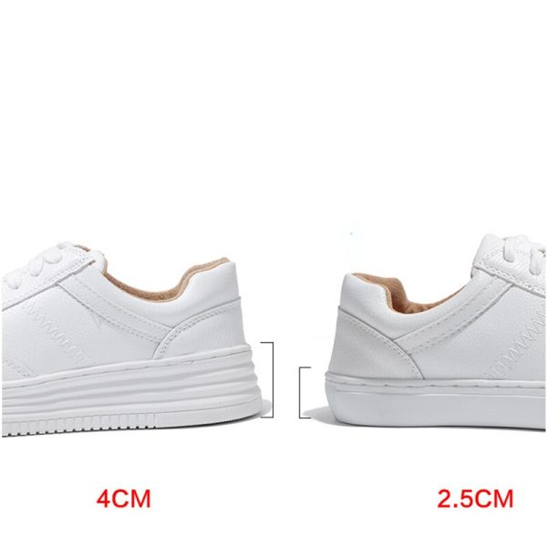 Vanessas Women Sneakers White Vulcanized Shoes PU Leather Lace Up Sneakers