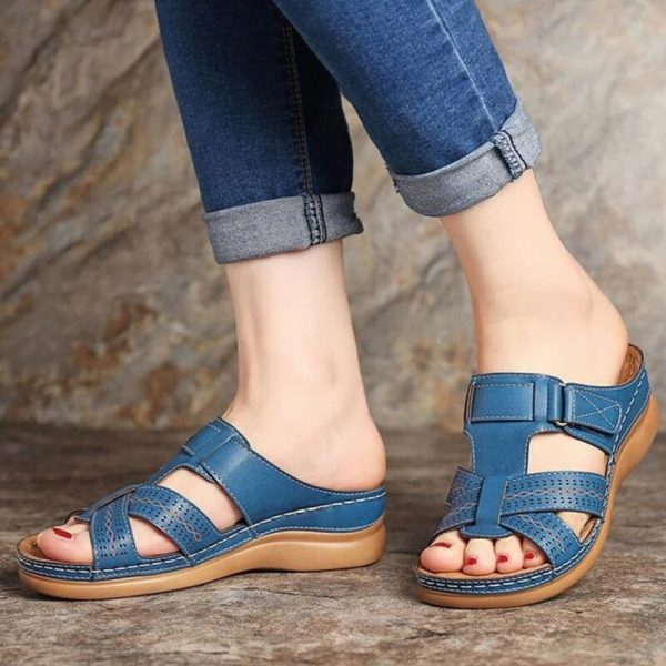 Vanessas Women Summer Slippers Platform Open Toe Hook Loop Woman Cross Casual Sandals