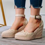 Vanessas Women Wedges Sandals Shoes Hollow Closed Toe Platform Straw Sandals