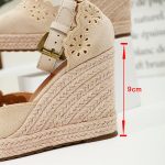 Vanessas Women Wedges Sandals Shoes Hollow Closed Toe Platform Straw Sandals