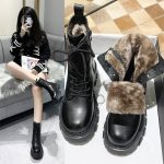 Vanessas Women's Ankle Boots Pu Leather Winter Warm Plush Ladies Boots