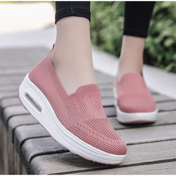 Vanessas Breathable Vulcanized Women's Flat Platform Slip-On Casual Walking Shoes for Summer